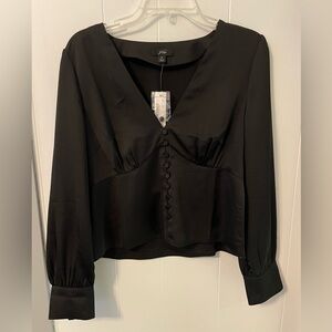 J. Crew Button-up Top Size 6 - black, satin-feel